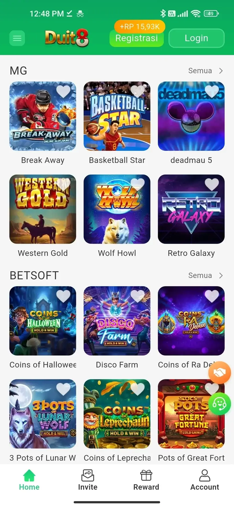 Tampilan utama Duit8 APK